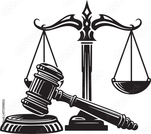 Symbolic representation of Justice and Legal balance with scales