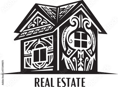 Ornate Tribal Real Estate Logo Design for Property Investment an
