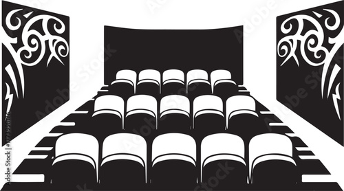 Tribal Tattoo Style Auditorium Icon: A Unique Cinema Experience