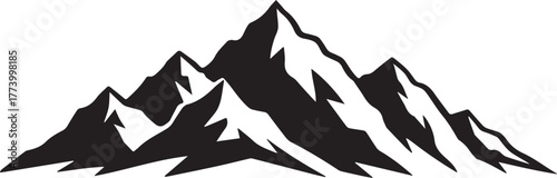 Majestic Mountains Peak Illustration with Snow-Capped Edges in S