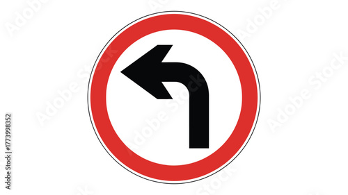 Traffic sign indicating a mandatory turn to the left simple vector illustration for road safety and driver education isolated on white