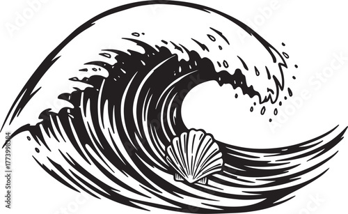 Oceanic crest with hidden seashell embracing nautical element st