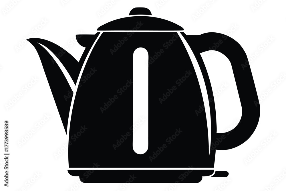 Obraz premium electric kettle black and white silhouette on white background