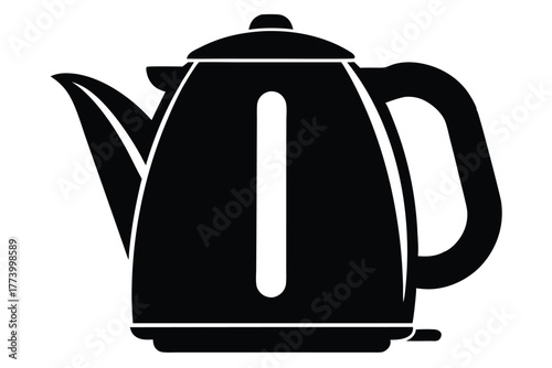 electric kettle black and white silhouette on white background