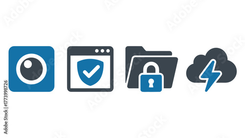 Set of security icons flat vector design elements for app and web design isolated on white background