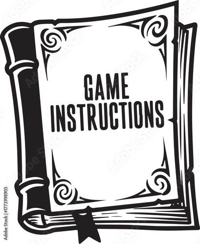 Intricate illustration displaying game instructions with decorat