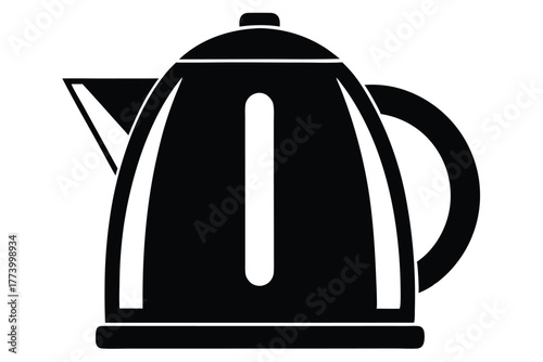 electric kettle black and white silhouette on white background