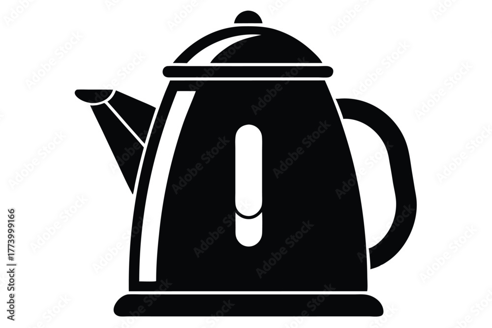 Fototapeta premium electric kettle black and white silhouette on white background