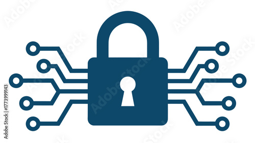 Security lock icon with circuit board pattern vector illustration of data protection isolated on white background