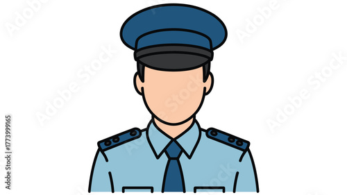 Illustration of a faceless police officer in uniform a vector design element isolated on a white background