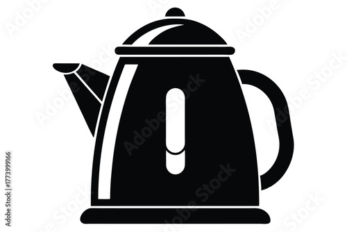 electric kettle black and white silhouette on white background