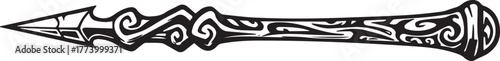 Intricate tribal wand design displaying stylized decorative patt