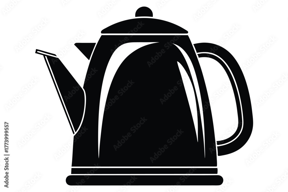 Fototapeta premium electric kettle black and white silhouette on white background