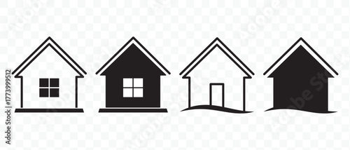 Simple home icon set. Line and solid style.