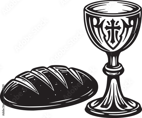 Symbolic representation of communion elements: Chalice and Bread