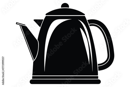 electric kettle black and white silhouette on white background