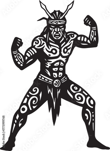 Warrior Spirit: Bold Tribal Art Depiction of Strength and Resist