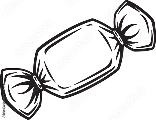 Simple illustration of a wrapped candy, ideal for decoration and