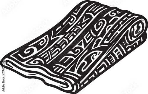 Stylized bar towel with intricate tribal tattoo design vector gr