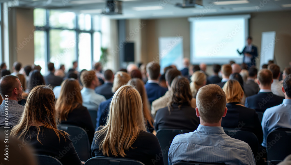 Fototapeta premium Professional audience engaged in a corporate presentation setting