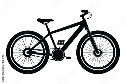 electric bike black and white silhouette on white background