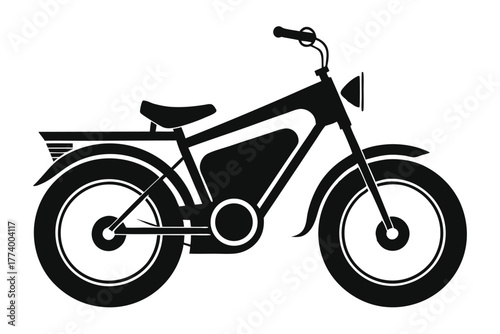 electric bike black and white silhouette on white background