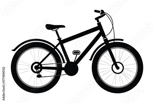 electric bike black and white silhouette on white background