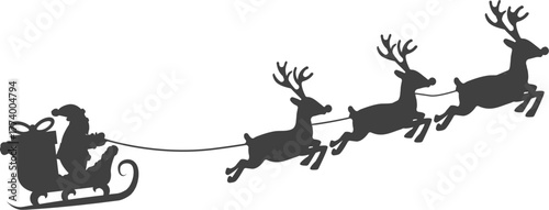 선물싣고 달리는 순록과 산타
