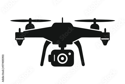 drone camera black and white silhouette on white background