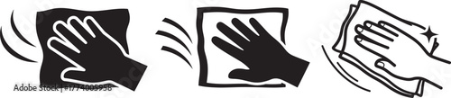 Three stylized black hand silhouettes reaching out and touching a wavy surface isolated on transparent background