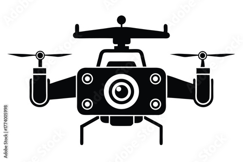 drone camera black and white silhouette on white background