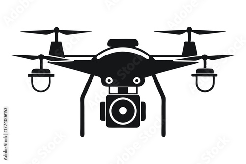 drone camera black and white silhouette on white background