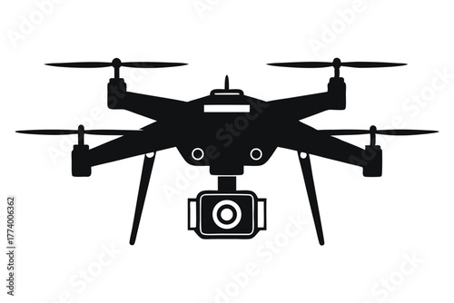 drone camera black and white silhouette on white background