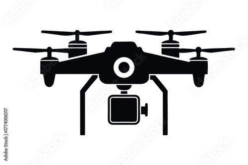 drone camera black and white silhouette on white background