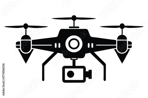 drone camera black and white silhouette on white background