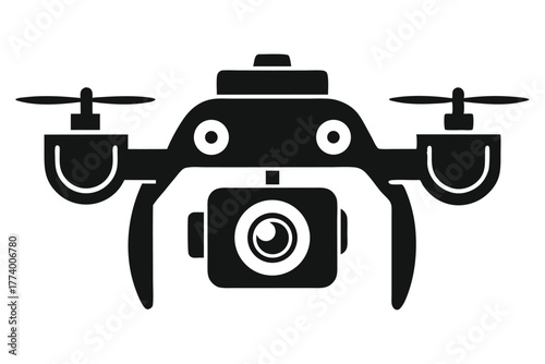drone camera black and white silhouette on white background
