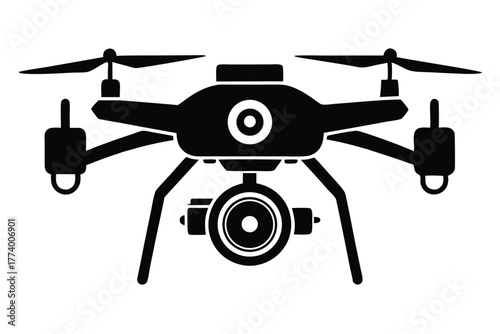 drone black and white silhouette on white background