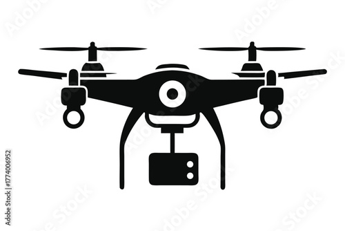 drone black and white silhouette on white background