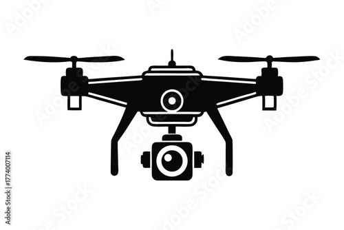 drone black and white silhouette on white background