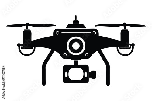 drone black and white silhouette on white background