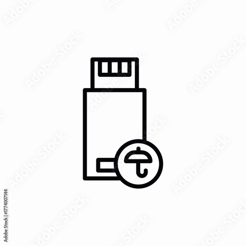 flash drive protection icon sign vector