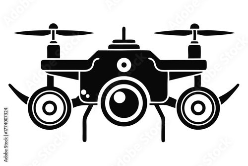 drone black and white silhouette on white background