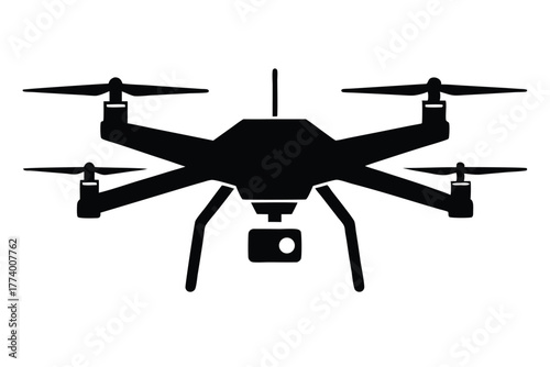 drone black and white silhouette on white background