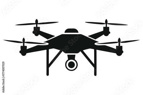 drone black and white silhouette on white background