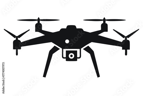 drone black and white silhouette on white background