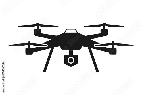 drone black and white silhouette on white background