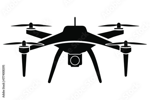 drone black and white silhouette on white background