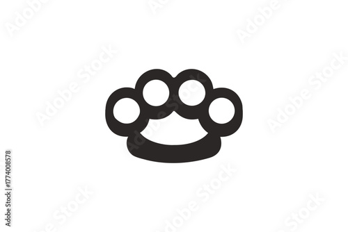 Brass Knuckles Solid Black Icon Weapon Self Defense Aggression Symbol Danger Warning