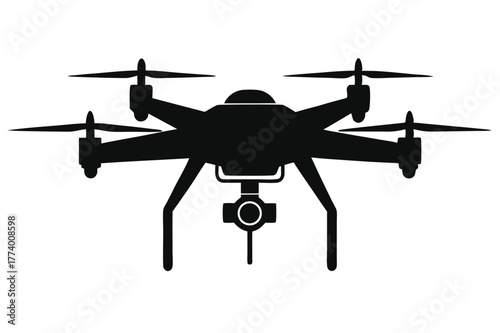 drone black and white silhouette on white background