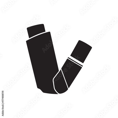 Medical inhaler icon silhouette vector flat illustration design on white back ground